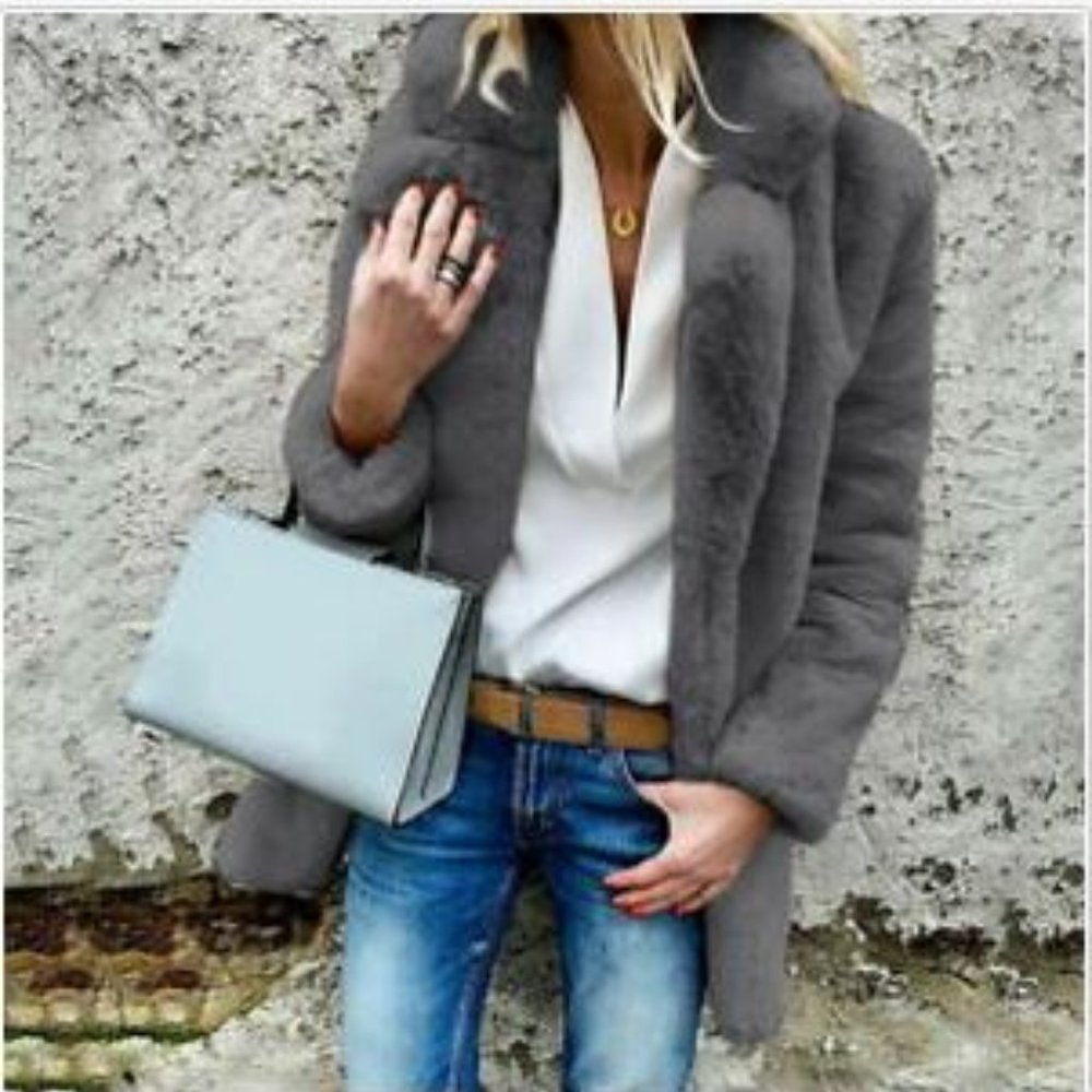 Dark Grey Fluffy coat